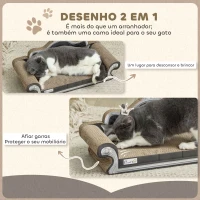 PawHut Sofá Arranhador para Gatos Arranhador para Gatos em Forma de Sofá com Erva para Gatos para Interior 56,5x24x26 cm Marrom(m-4)