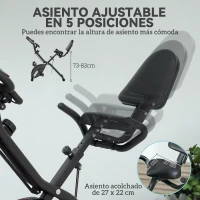 SPORTNOW Bicicleta Estática Plegable Silenciosa con Resistencia Magnética Monitor LCD y Bandas para Brazos 43x97x109 cm Negro(m-6)