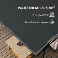 Outsunny Pérgola de Parede 2,4x2,4 m Pérgola de Jardim com Teto Inclinado Proteção UV 30+ Impermeável e Estrutura de Metal Cinza(m-4)