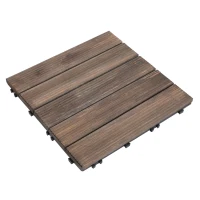 Outsunny 27 Pcs Solid Wood Interlocking Decking Tiles For Patio, Balcony, Roof Terrace, Hot Tub, Black, (30 x 30 cm Per Piece)(m-15)
