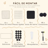 PawHut Recinto para Pequenos Animais Modular Parque para Coelhos com 39 Painéis 3 Abrigos para Cobaias e Coelhos-da-Índia Preto(m-5)