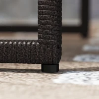 Outsunny 3 Pieces Rattan Bistro Set with 4 Cushions, Wicker Garden Furniture Set, Glass Top Coffee Table and Chairs for Outdoor Patio, Balcony, Terrace and Conservatory, Brown(m-8)