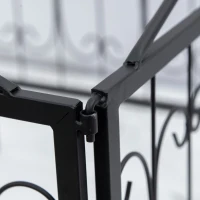 Outsunny Decorative Garden Fencing, 4PCs Outdoor Picket Fence Panels, Rustproof Metal Wire Landscape Flower Bed Border Edging Animal Barrier, Black(m-10)