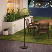 Outsunny Solar Staande Lamp Rotan met Lichtsensor 25 LED-Lichten Solarlamp in Boho-Stijl Ø33 x 135 cm(m-9)