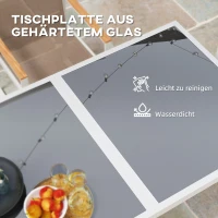 Outsunny 5-częściowy zestaw do jedzenia na zewnątrz, stół ze szkła hartowanego, 4 krzesła, odporny na warunki atmosferyczne, rama stalowa, meble tarasowe, wielobarwny(m-5)