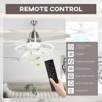 HOMCOM Ceiling Fan with LED Light, Flush Mount Ceiling Fan Lights with Reversible Blades, Remote, Silver and Black(m-7)