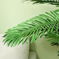 HOMCOM Artificial Palm Tree, 1.6m, Realistic Branches, Decorative Plant, Plastic, with Pot, Brown + Green(m-10)