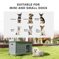 PawHut Wooden Dog House with Removable Bottom, Wire Door, Openable Top, Pet Shelter for Small Dog, 80 x 55 x 53.5cm, Grey(m-8)