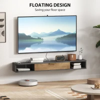 HOMCOM 140 cm Floating TV Stand with Storage - Charcoal Grey(m-4)