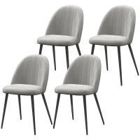 HOMCOM Conjunto de 4 Cadeiras de Sala de Jantar Modernas Cadeiras Estofadas em Veludo com Encosto Alto e Pés de Aço 50x52x83 cm Cinza(m-10)