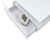 Modern LED Coffee Table with Storage and Bluetooth Control, Square Design with 2 Sliding Drawers, 70L x 70W x 41H cm, White(m-10)