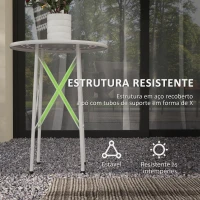 Outsunny Mesa de Jardim Redonda Mesa de Varanda Ø40x50 cm com Pés Ajustáveis e Estrutura em Forma de X para Exterior e Interior Branco(m-5)