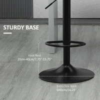 HOMCOM Bar Stool Set of 2 Retro Design Height-Adjustable Faux Leather Linen-Look Gray + Black(m-7)