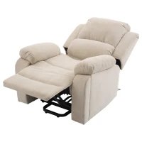 Power Massage Lift Recliner Chair with Heat and Vibration for Elderly, Fabric Sofa with Storage Pockets, Cup Holders, 90L x 94W x 101H cm, Beige(m-12)