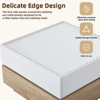 Square Rotating Coffee Table with 2 Drawers and Swivel Top, 2-Tier Centre Table with Storage, 60L x 60W x 38H cm, White+Oak(m-4)