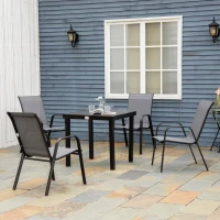 Outsunny Set of Four Stackable Mesh Seat Chairs - Dark Grey(m-10)