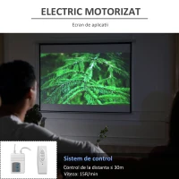 Homcom Ecran Proiector 120” – Motorizat, Alb, Ideal Home Cinema(m-4)