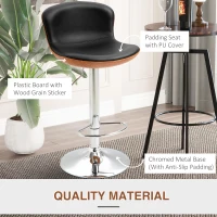 HOMCOM 2 Piece Barstools Adjustable Height Dining Counter Chair 360° Swivel with/ Footrest for Home Pub, Black(m-7)