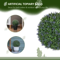 HOMCOM 2-Pack Artificial Topiary Ball, UV-Resistant, Artificial Plants for Indoor and Outdoor, 42 cm, Green+Purple(m-4)