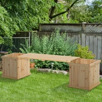 Outsunny 37L Wooden Garden Planter & Bench Combination Garden Raised Bed Patio Park Natural 176 x 38 x 40 cm(m-13)