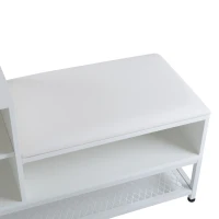 Modern Shoe Storage Bench with Padded Cushion and LED Lights, Entryway Organiser with Adjustable Shelves, 100L x 38W x 60H cm, White(m-11)