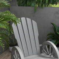 Outsunny Wooden Adirondack Rocking Chair Reclining Armchair Outdoor Garden Furniture Patio Porch Rocker - Grey(m-9)