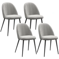 HOMCOM Conjunto de 4 Cadeiras de Sala de Jantar Modernas Cadeiras Estofadas em Veludo com Encosto Alto e Pés de Aço 50x52x83 cm Cinza(m-1)