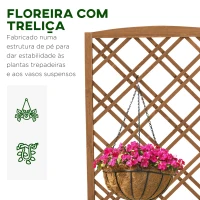 Outsunny Floreira com Treliça de Madeira Caixa de Plantio com Suporte para Plantas Trepadeiras 60x30x122,5cm Madeira(m-5)