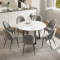 HOMCOM Pack de 8 Sillas de Comedor Modernas Sillas de Cocina Tapizada en Terciopelo con Respaldo Alto 50x52x83 cm Gris(m-4)