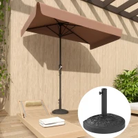 Outsunny Base para Chapéu de Sol Semicircular Suporte para Chapéu de Sol de 12 kg para Jardim Terraço 49x32x34 cm  Preto(m-8)