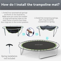 SPORTNOW Trampoline Replacement Mat with Spring Pull Tool, 54 V-Hooks, for 10ft Trampoline using 14cm Springs, Green(m-6)