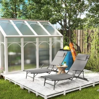Outsunny Set 2 Sdraio da Giardino Pieghevoli con Schienale Regolabile su 4 Livelli e Cuscino, Grigio(m-8)