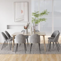 HOMCOM Pack de 8 Sillas de Comedor Modernas Sillas de Cocina Tapizada en Terciopelo con Respaldo Alto 50x52x83 cm Gris(m-7)
