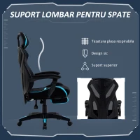 Vinsetto Scaun Gaming Ergonomic 65×65×119‑129 cm Negru/Albastru(m-6)