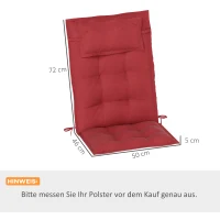 Outsunny 2er Set Auflage für Sonnenliege Wasserabweisend Liegenauflage für Gartenliege Polsterauflage 50x116x5 cm, Weinrot(m-3)