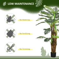 HOMCOM Artificial Palm Tree, 1.6m, Realistic Branches, Decorative Plant, Plastic, with Pot, Brown + Green(m-6)