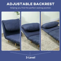 HOMCOM 2-in-1 Sleeper Chair Guest Bed, Adjustable Headrest Corduroy Fabric Blue 82 cm x 89 cm x 83 cm(m-5)