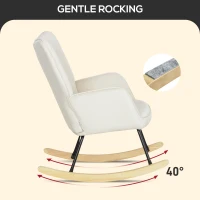 HOMCOM Rocking Chair, Thick Padding, Wide Backrest, Beech wood/Steel Frame, Supports up to 120 kg, Beige(m-4)