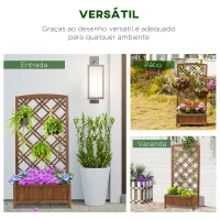 Outsunny Floreira com Treliça de Madeira Caixa de Plantio com Suporte para Plantas Trepadeiras 60x30x122,5cm Madeira(m-4)