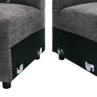 L-Shaped Sectional Sofa with Removable Storage Ottoman and 2 Pillows, Fabric Upholstery, 204L x 68W x 69H cm, Grey(m-13)