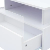 Modern LED Coffee Table with Storage and Bluetooth Control, Square Design with 2 Sliding Drawers, 70L x 70W x 41H cm, White(m-12)