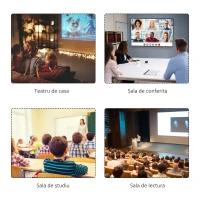 Homcom Ecran Proiector 120” – Motorizat, Alb, Ideal Home Cinema(m-6)