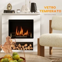 HOMCOM Camino a Bioetanolo da 0.9L con Ripiano Inferiore, in Acciaio Inox e Vetro Temperato, 86x30x82 cm, Bianco(m-6)