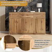 Farmhouse Oak Buffet Cabinet with 3 Drawers and Adjustable Shelves, 135L x 40W x 81H cm, Oak(m-4)