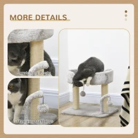 PawHut 42cm Indoor Cat Tree, with Toy Balls, Sisal Scratching Post - Light Grey(m-5)