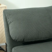 HOMCOM 2-in-1 Sleeper Chair Guest Bed, Adjustable Headrest Corduroy Look 82 cm x 89 cm x 83 cm Green(m-7)