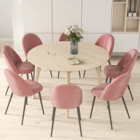 HOMCOM Conjunto de 8 Cadeiras de Sala de Jantar Modernas Cadeiras Estofadas em Veludo com Encosto Alto 50x52x83 cm Rosa(m-5)