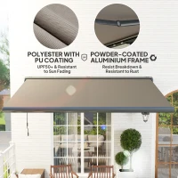 Outsunny 4 x 3(m) Full Cassette Electric Awning with Remote Controller, Aluminium Frame DIY Retractable Garden Awning, UPF50+ Sun Shade Canopy for Deck Door Window, Light Grey(m-5)