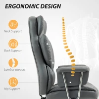 HOMCOM Ergonomic Office Chair, Padded, with Footrest, Adjustable Backrest, 360° Swivel, Dark Gray(m-4)
