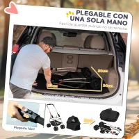 PawHut Carrito para Perros Plegable 3 en 1 con Cesta de Almacenaje Ventana de Malla y Sistema de Seguridad 76x50x102 cm Negro(m-5)